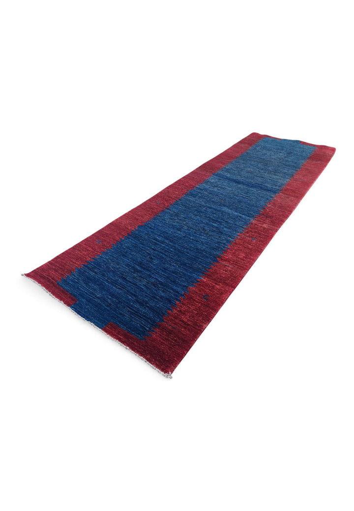 Hand-knotted Ghazni wool pile of wine red Gabbeh runner, 90×281cm