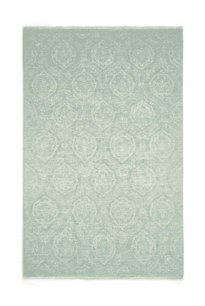 Aqua Afghan Ghazni Rug, floral design, hand-knotted, 200×297cm