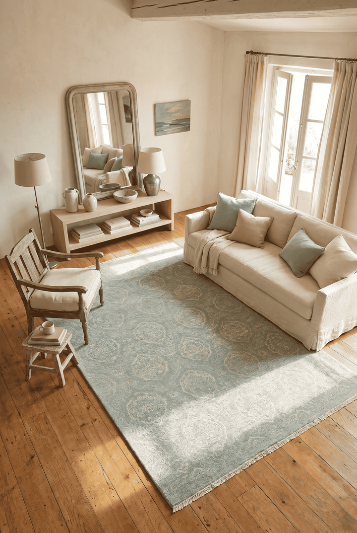 Aqua Afghan Ghazni Rug, hand-knotted, 200×297cm, photo 2