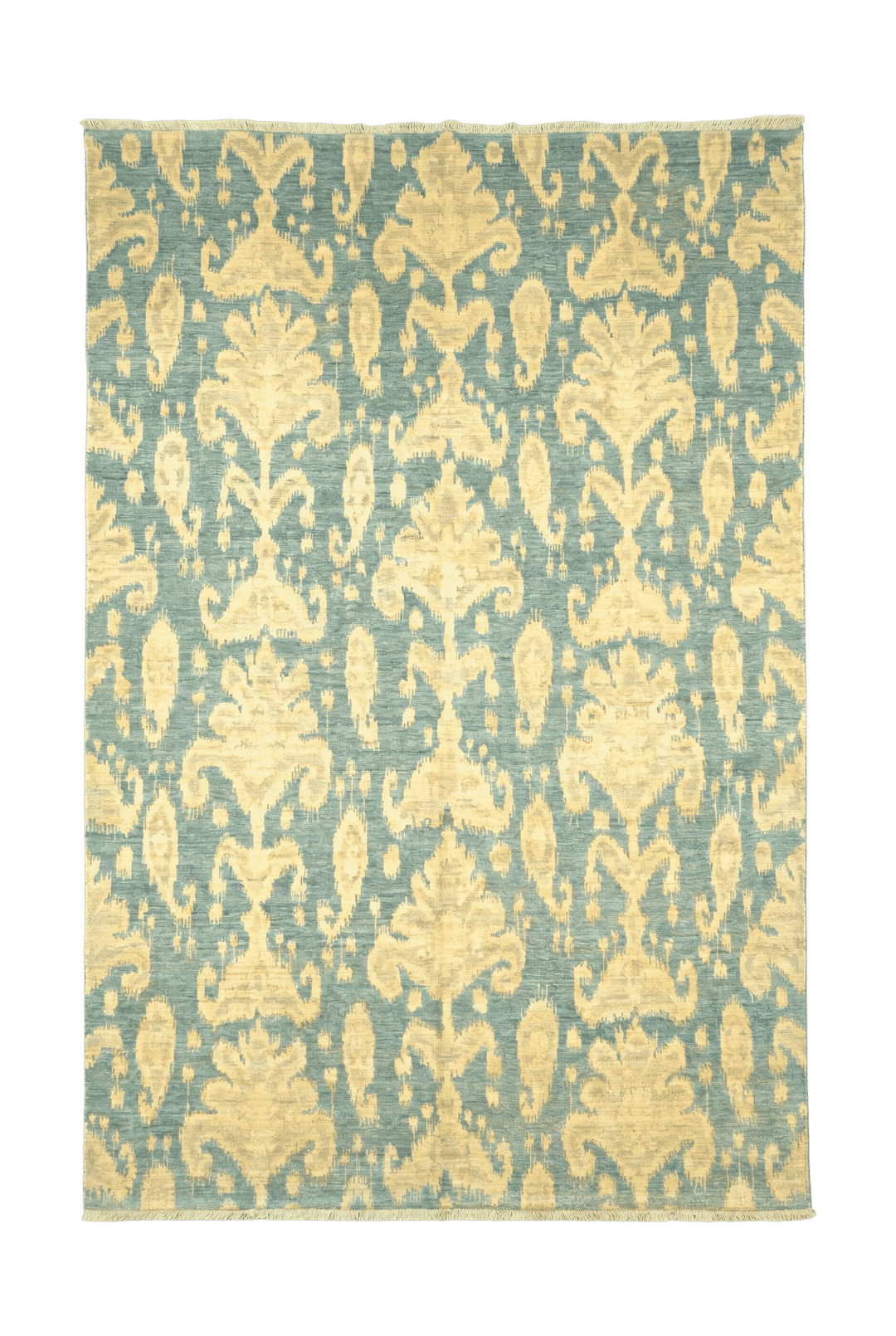 Blue and gold ikat Ghazni rug, hand-knotted Afghan wool