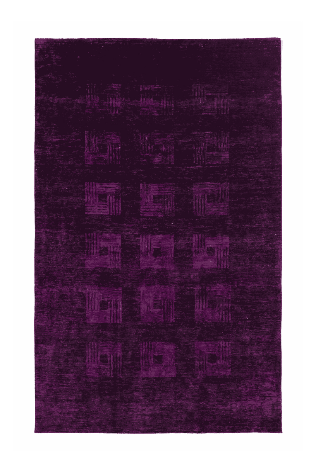 Aubergine Afghan Ghazni Rug, plain design, hand-knotted, 206×296cm