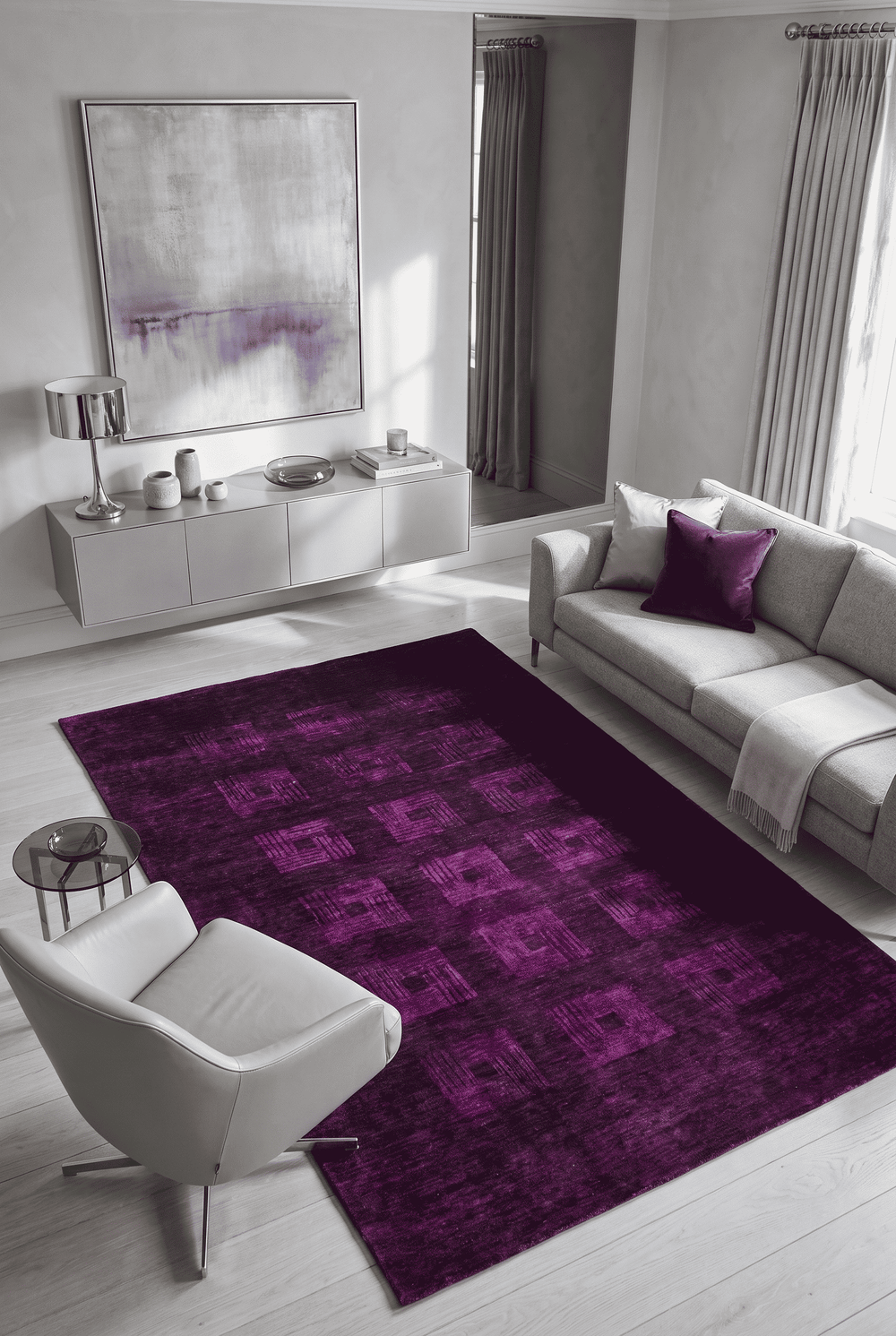 Aubergine Afghan Ghazni Rug, hand-knotted, 206×296cm, photo 2