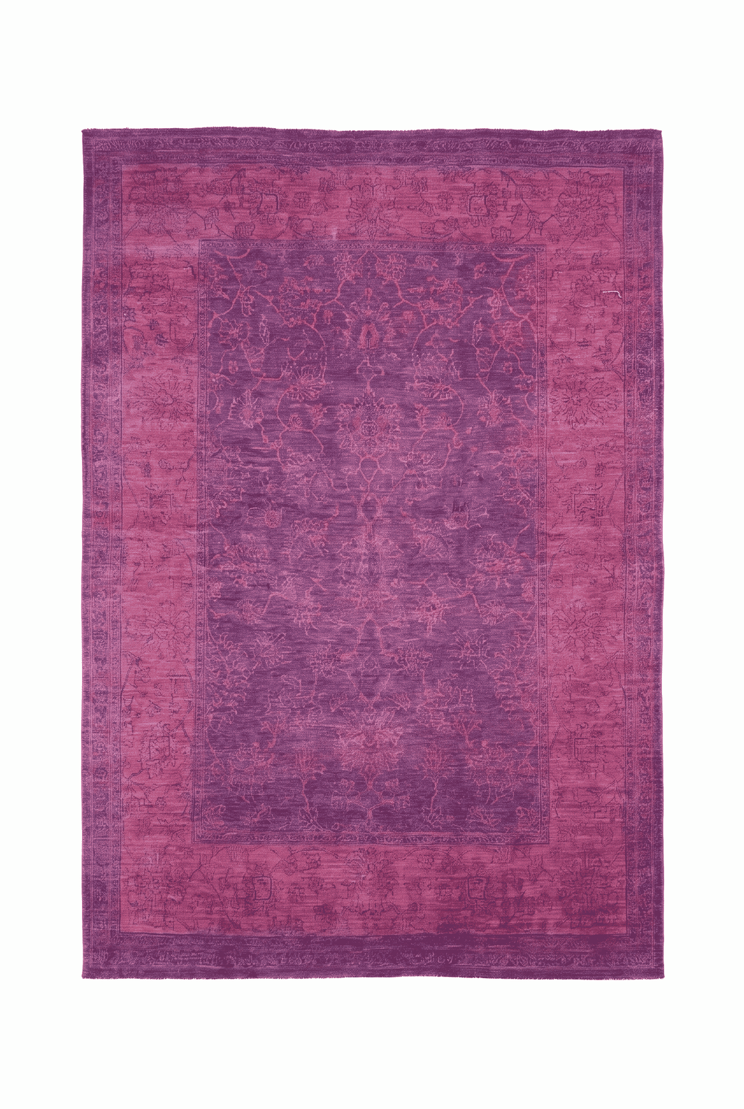 Berry Magenta Afghan Ghazni Rug, floral design, hand-knotted, 176×279cm