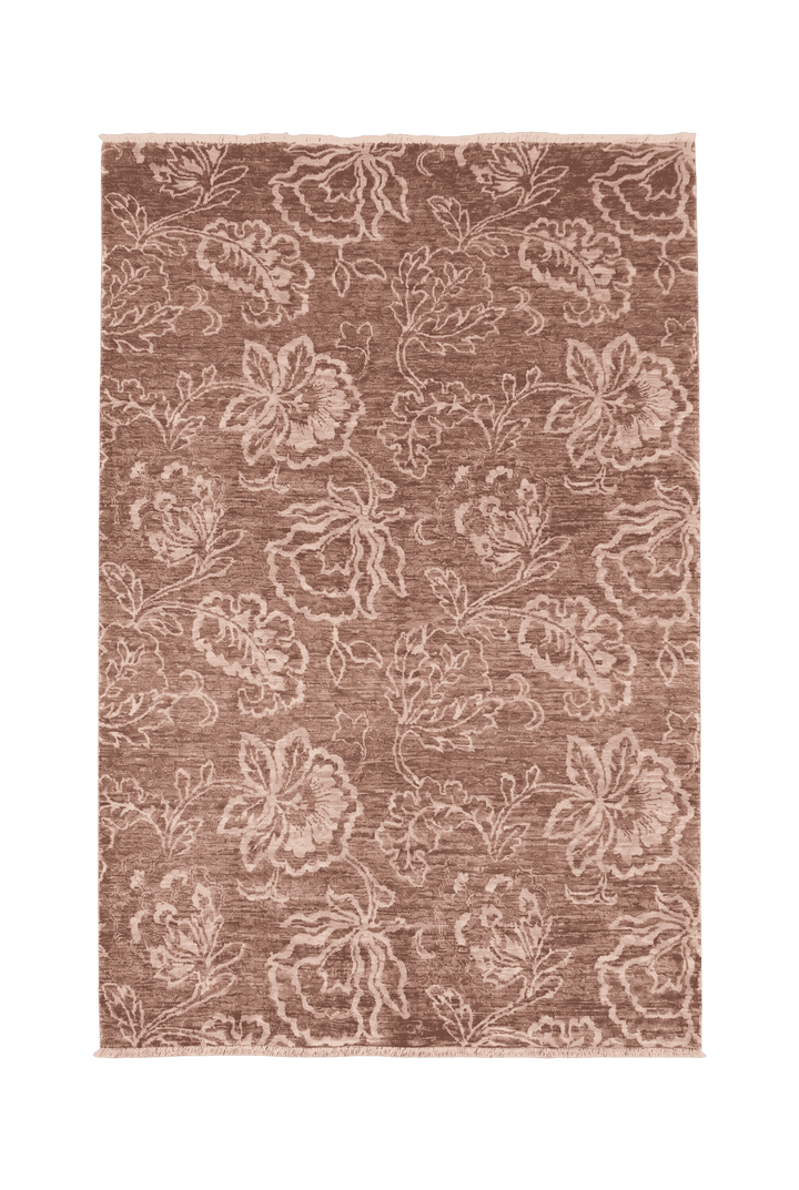 Brown tonal floral Ghazni rug, hand-knotted Afghan wool