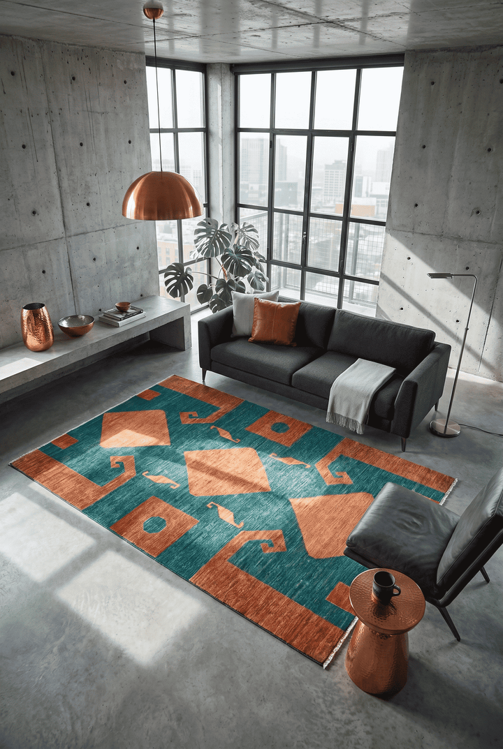 Burnt Orange Afghan Ghazni Rug, hand-knotted, 212×278cm, photo 2