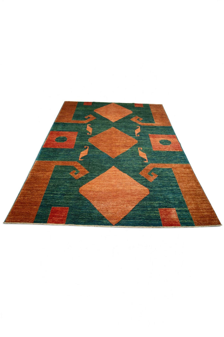Burnt Orange Afghan Ghazni Rug, hand-knotted, 212×278cm, photo 4