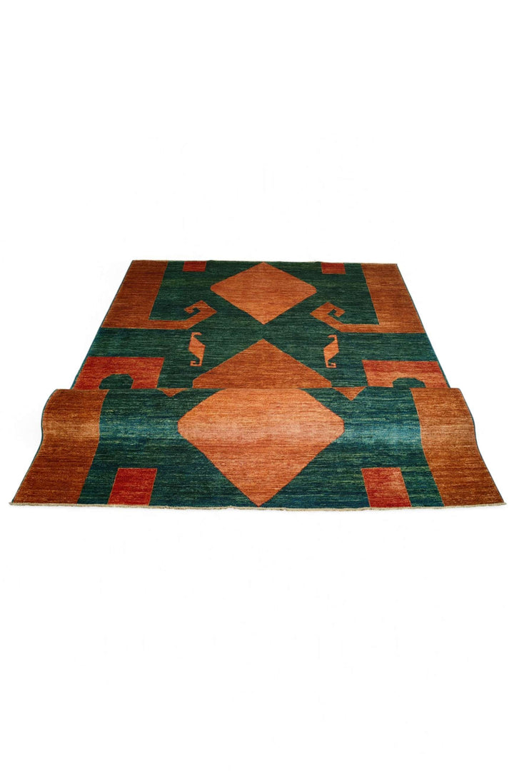 Burnt Orange Afghan Ghazni Rug, hand-knotted, 212×278cm, photo 7