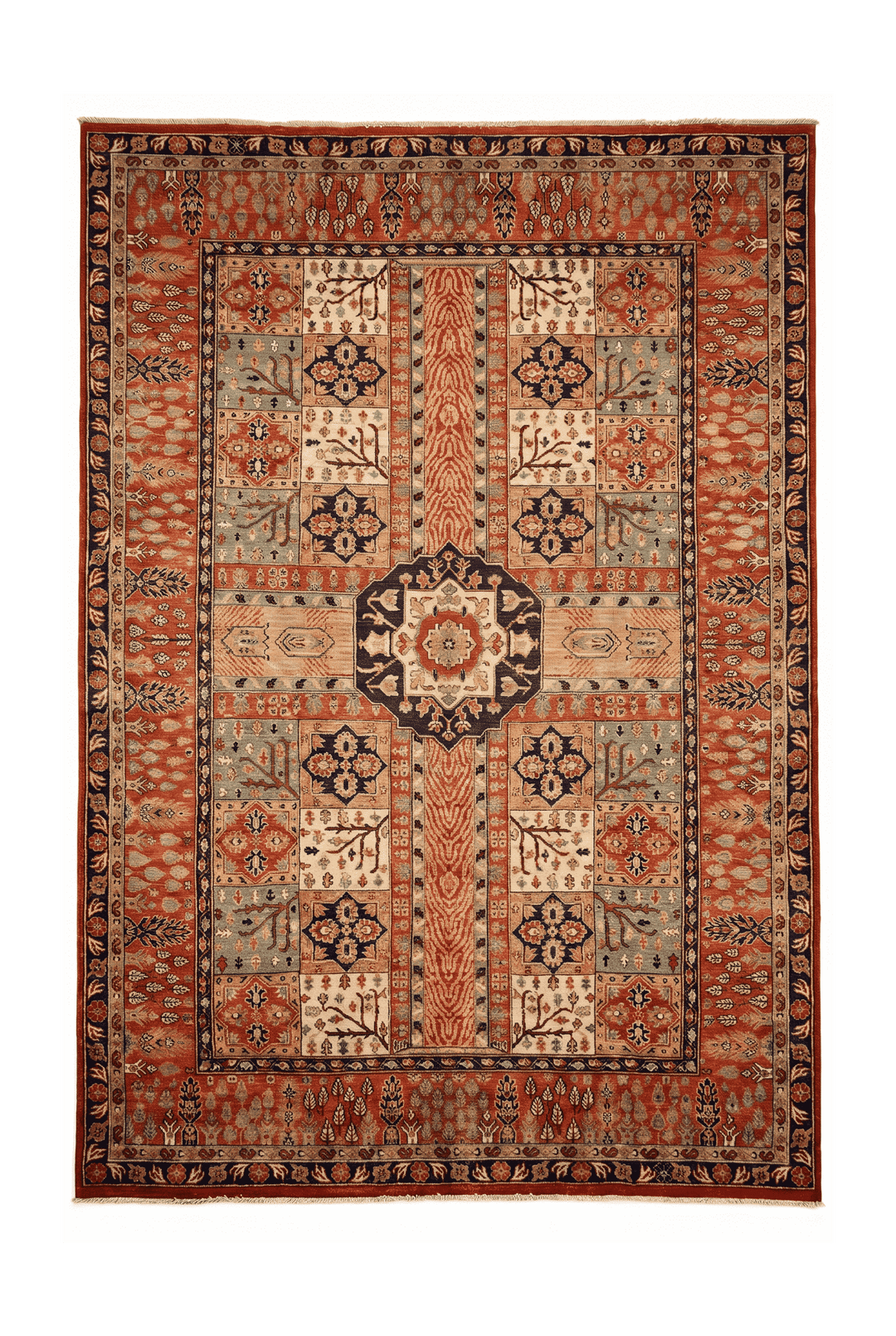 Rust Bakhtiari garden panel Ghazni rug, 200×296cm, 4.5 tatami