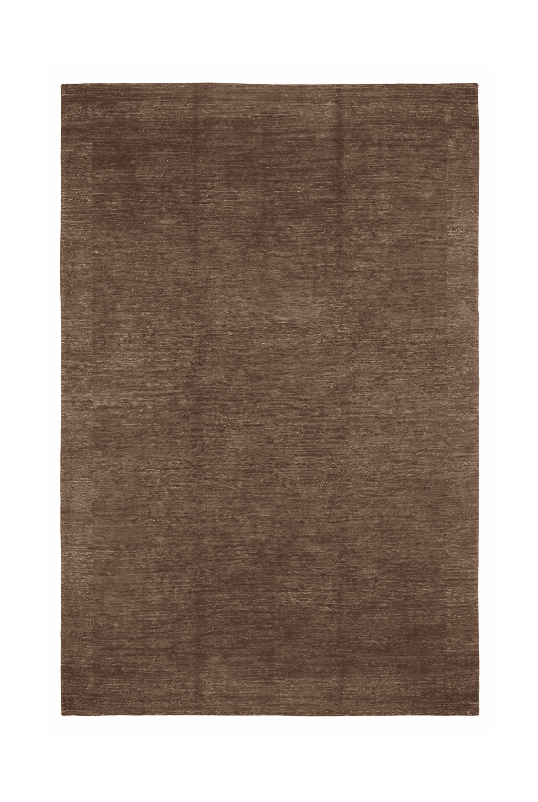 Cocoa Brown Afghan Ghazni Rug, plain design, hand-knotted, 196×293cm