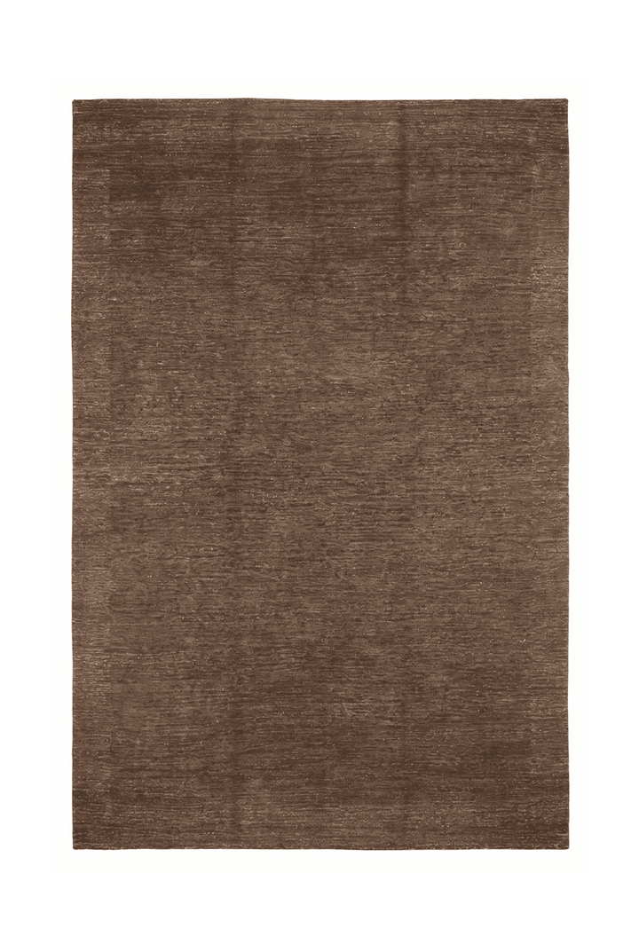 Cocoa Brown Afghan Ghazni Rug, plain design, hand-knotted, 196×293cm