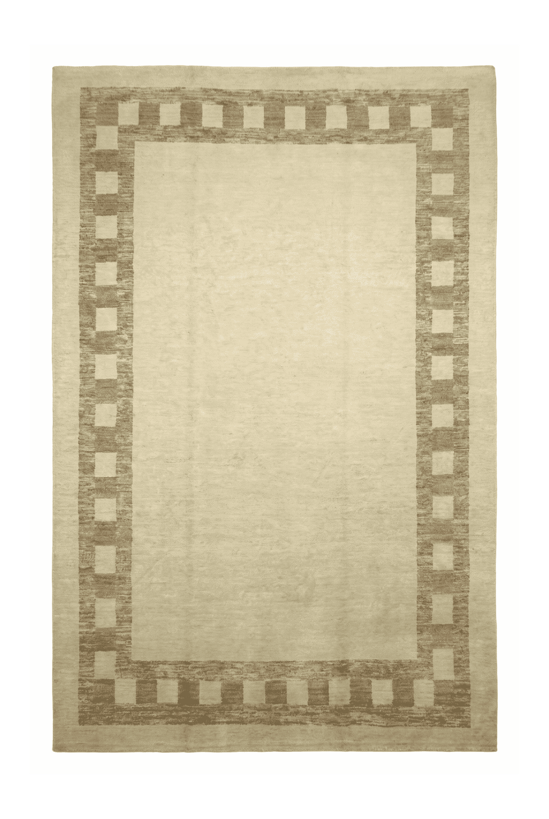 Cream Afghan Ghazni Rug, plain design, hand-knotted, 200×294cm