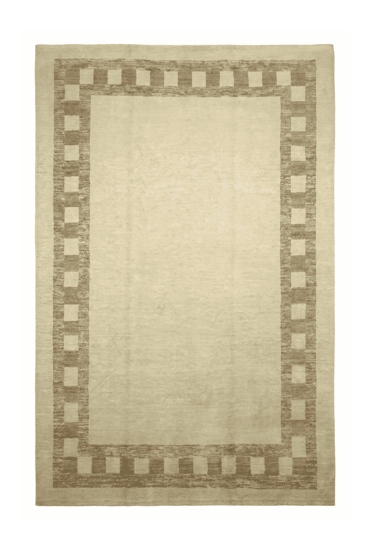 Cream Afghan Ghazni Rug, plain design, hand-knotted, 200×294cm
