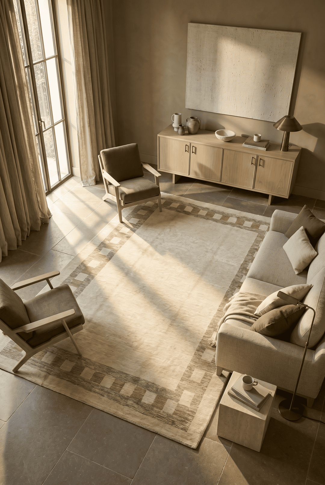 Cream Afghan Ghazni Rug, hand-knotted, 200×294cm, photo 2