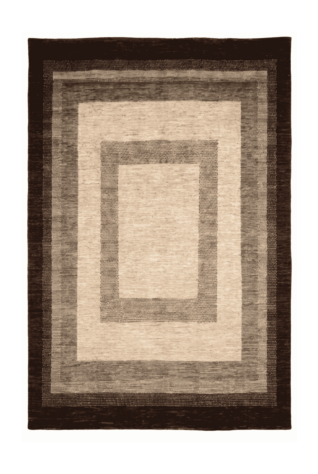 Cream and brown graduated border Ghazni rug, 205×247cm, 3 tatami