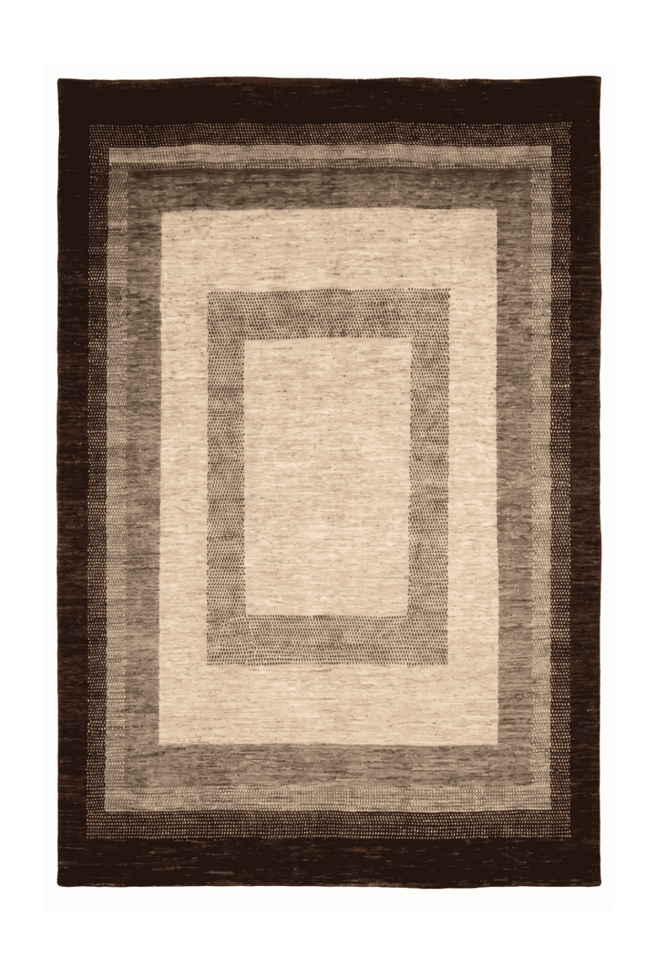 Cream and brown graduated border Ghazni rug, 205×247cm, 3 tatami