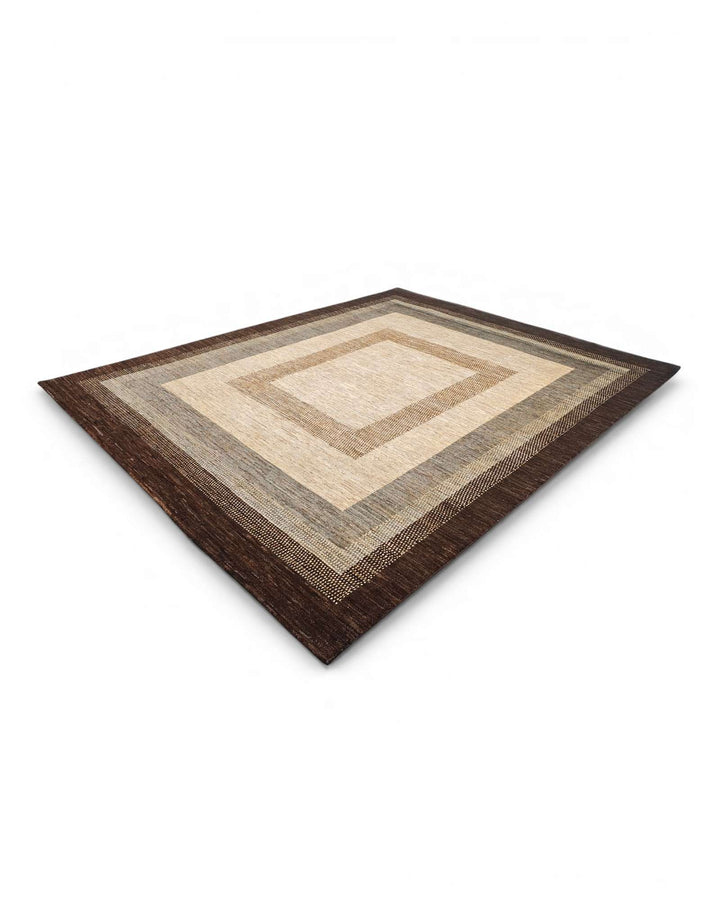 Cream and brown modern rug for a living room, 3 tatami