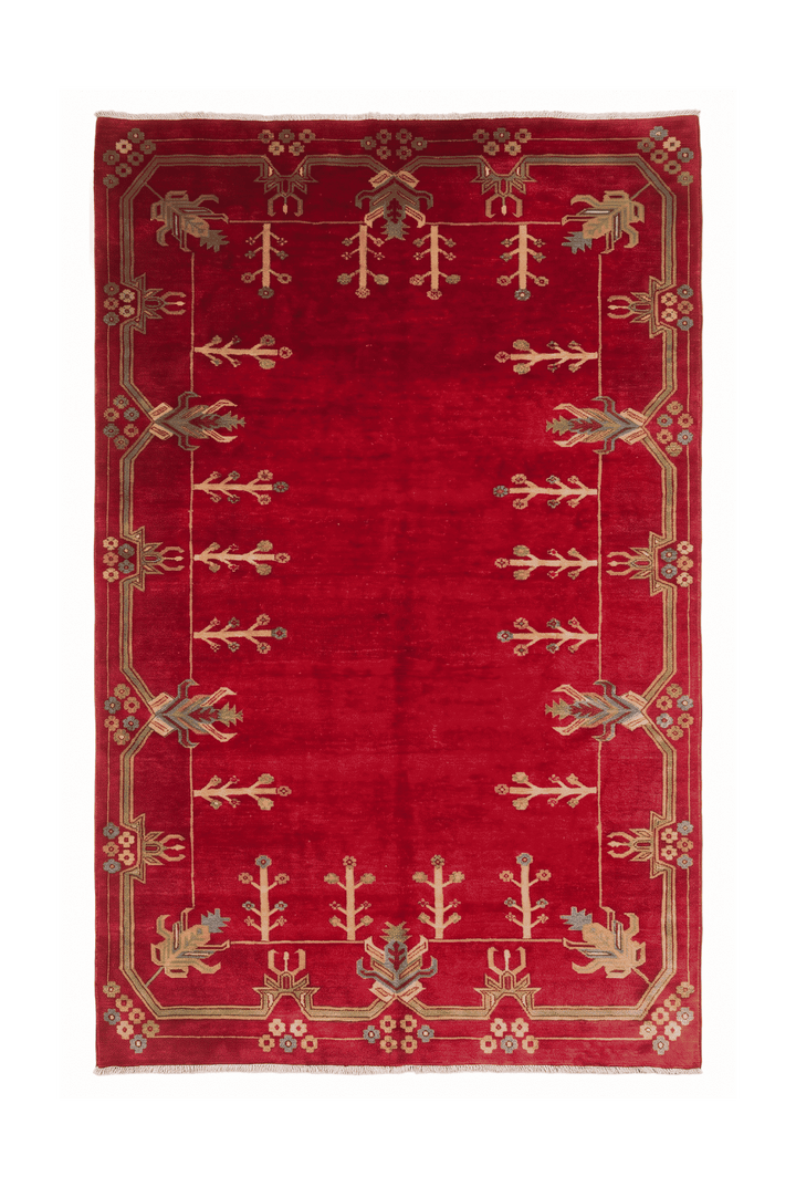 Deep red and cream flowering tree Ghazni rug, 158×239cm, 2 tatami