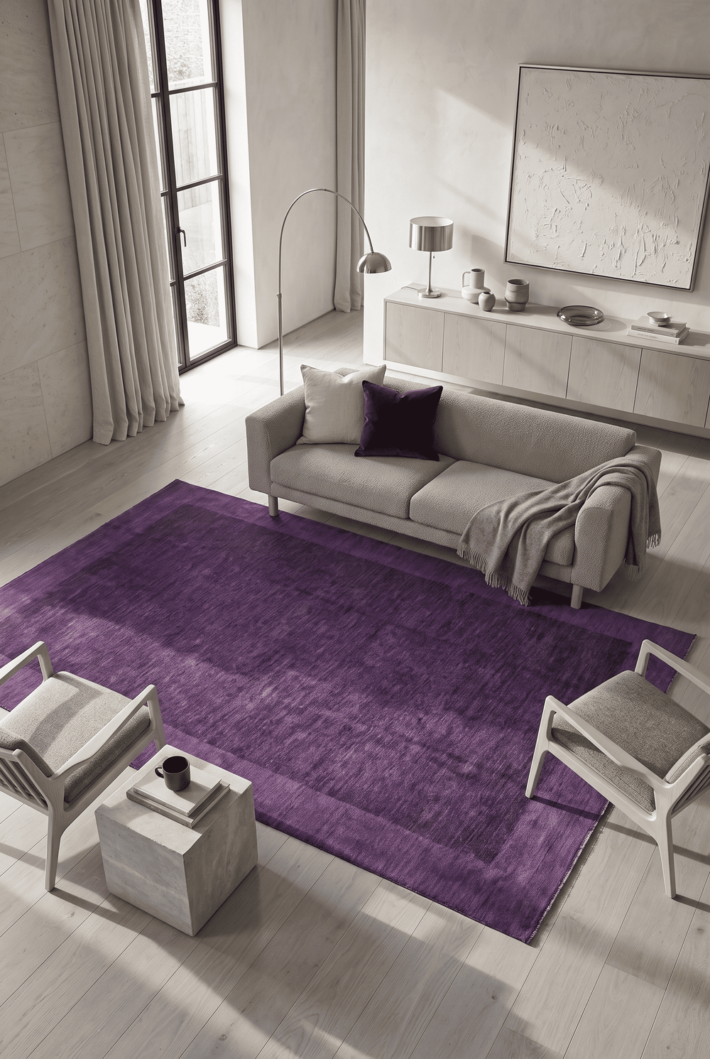 Deep Violet Afghan Ghazni Rug, hand-knotted, 197×314cm, photo 2
