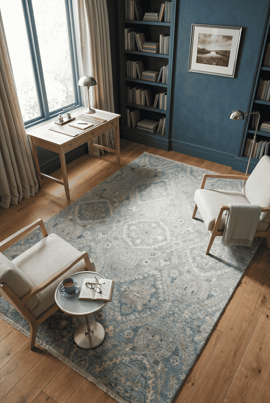 Dusty Blue Afghan Ghazni Rug, hand-knotted, 196×311cm, photo 2
