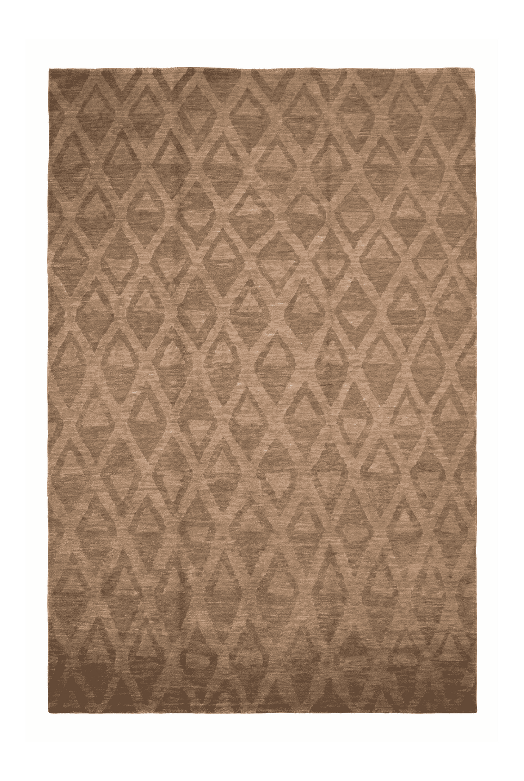 Dusty Taupe Afghan Ghazni Rug, geometric design, hand-knotted, 196×323cm