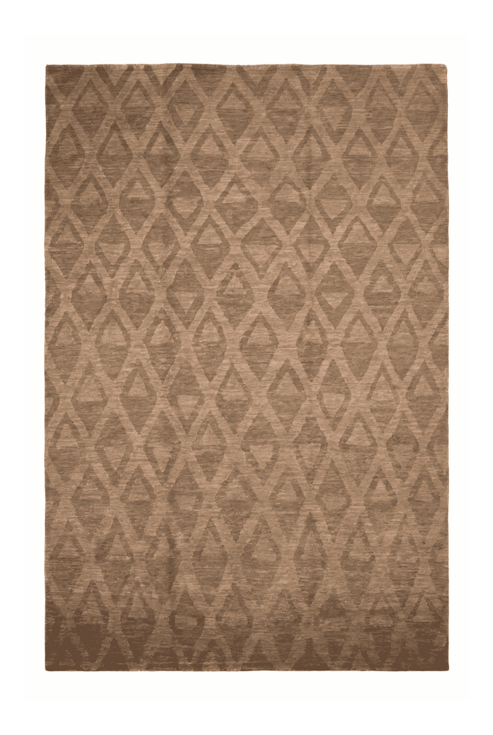 Dusty Taupe Afghan Ghazni Rug, geometric design, hand-knotted, 196×323cm