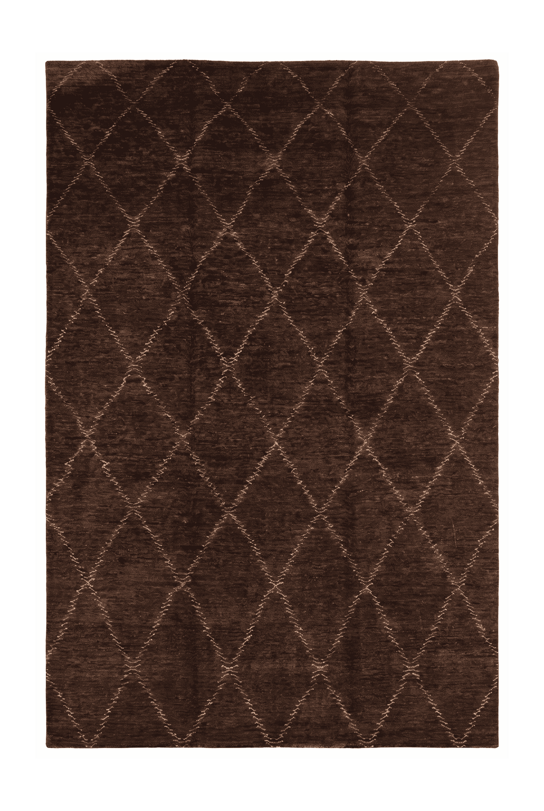 Espresso Afghan Ghazni Rug, geometric design, hand-knotted, 198×302cm