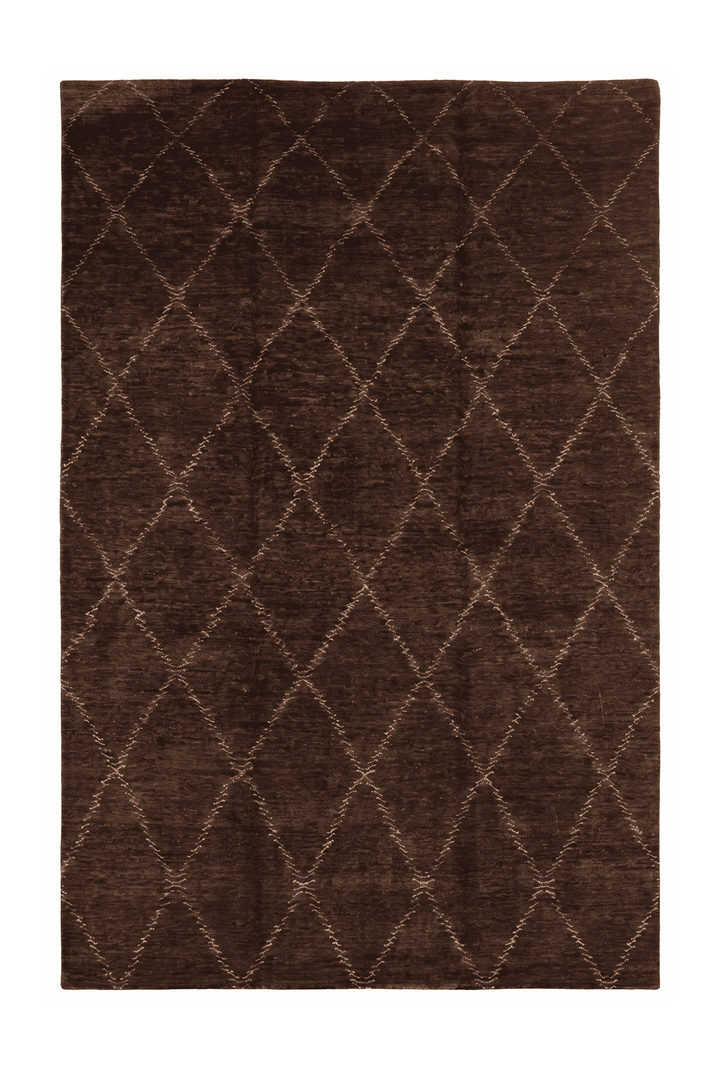Espresso Afghan Ghazni Rug, geometric design, hand-knotted, 198×302cm