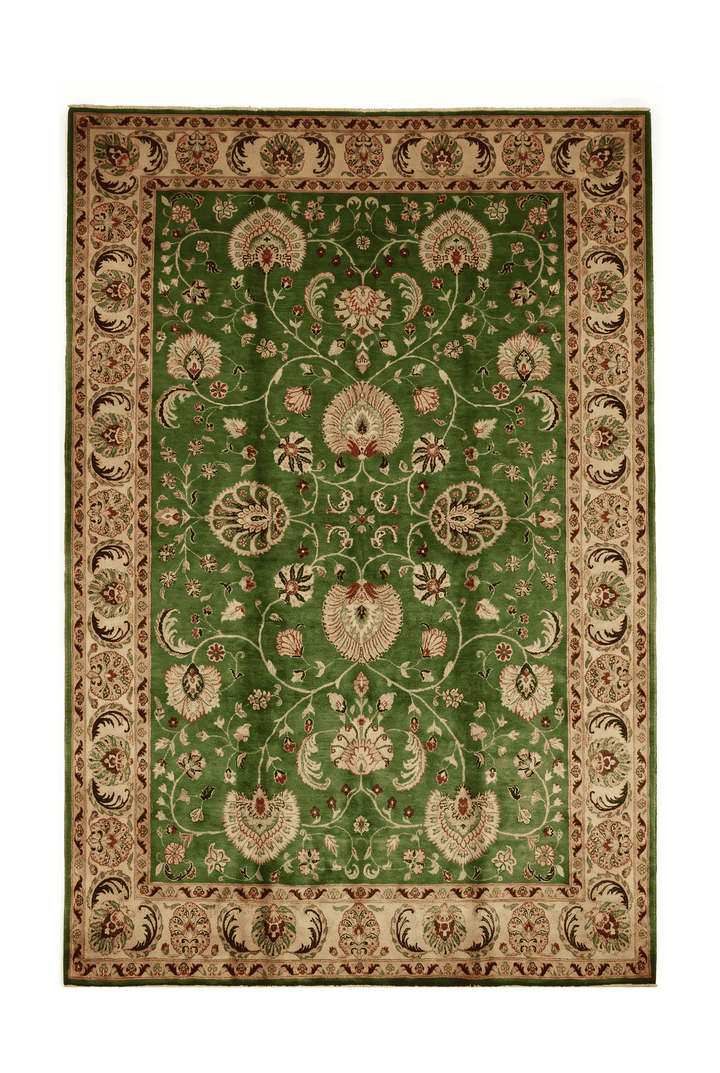 Green floral Ghazni rug, 202×301cm, about 4.5 tatami