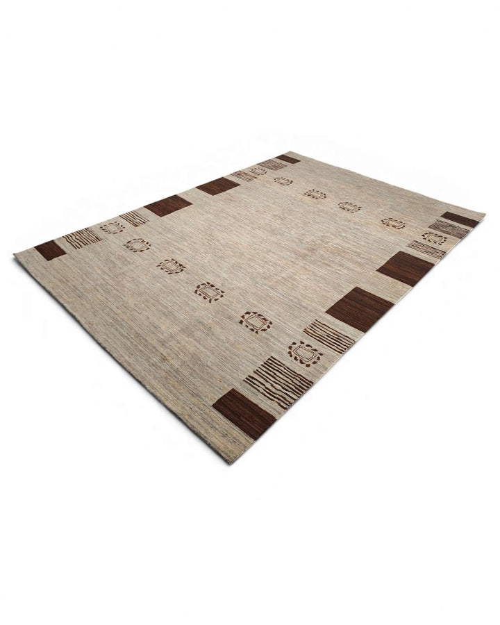 Grey beige minimal rug for a living room, 3 tatami