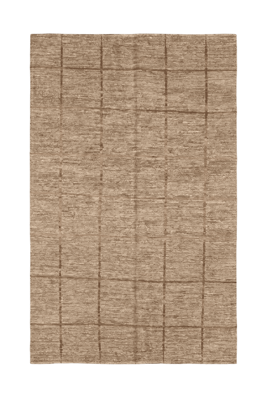 Grey beige and rust grid Ghazni rug, hand-knotted Afghan wool