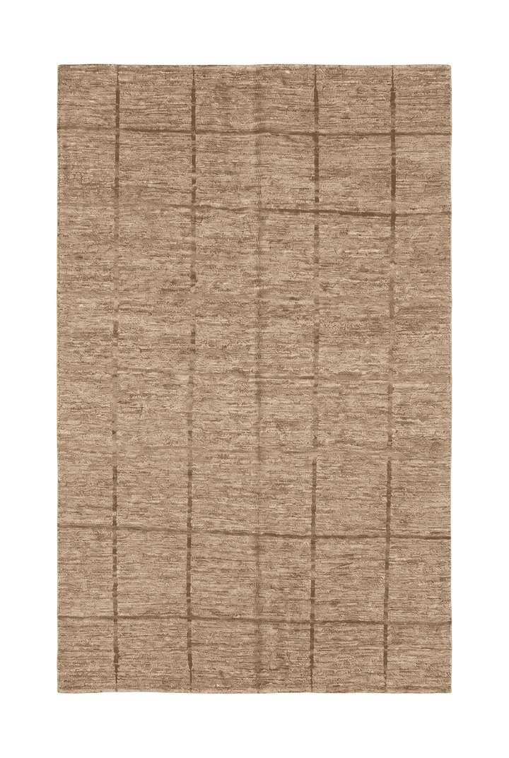 Grey beige and rust grid Ghazni rug, hand-knotted Afghan wool