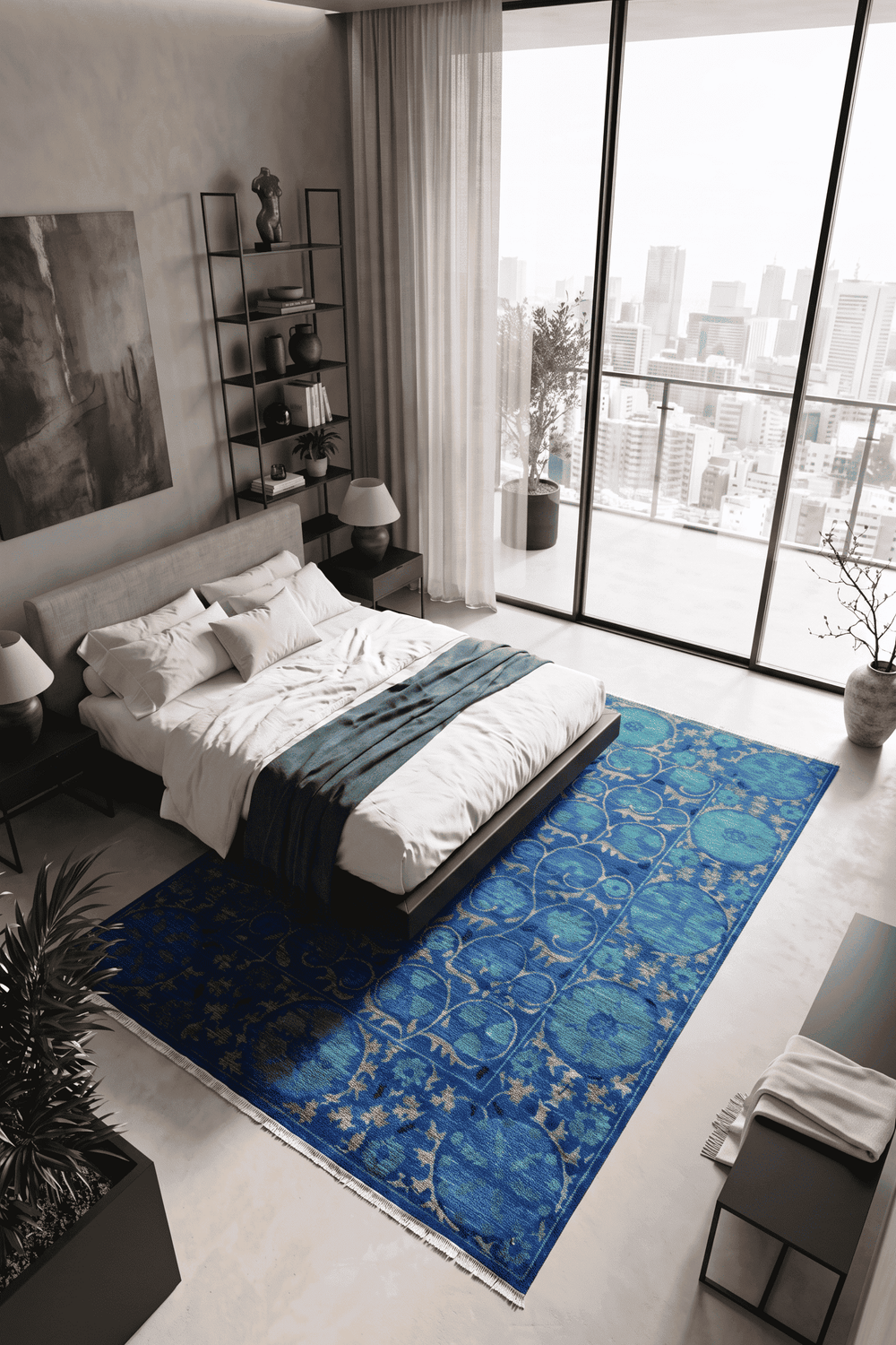 Lapis Blue Afghan Ghazni Rug, hand-knotted, 187×265cm, photo 2
