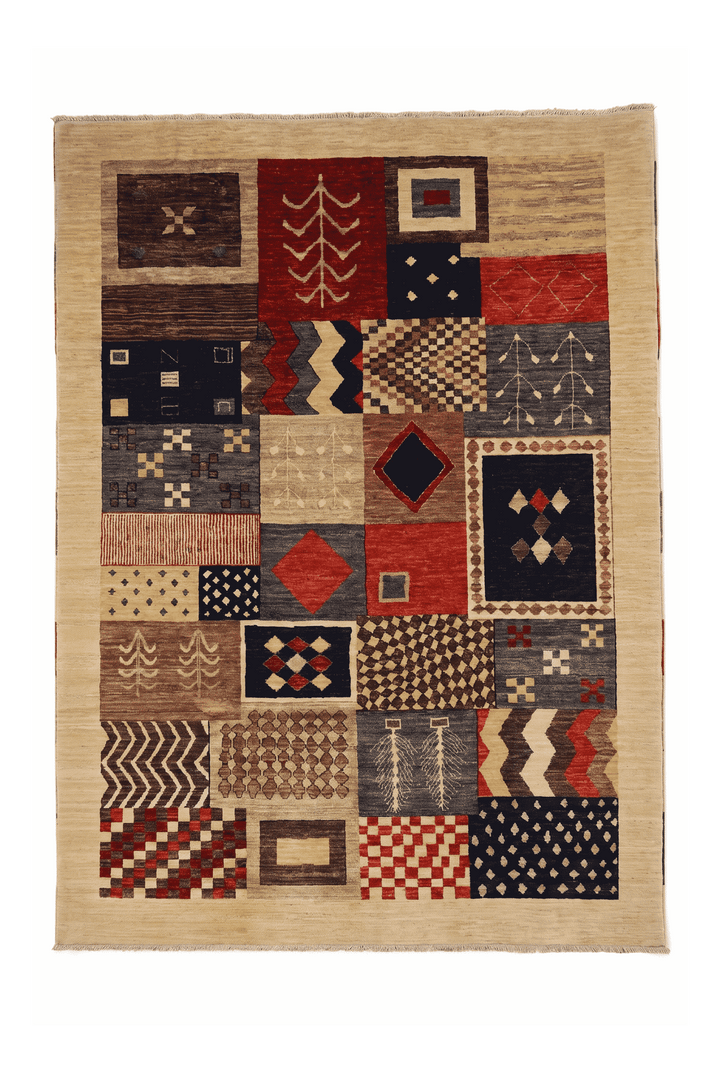 Multicolour patchwork Ghazni rug, 172×238cm, about 3 tatami