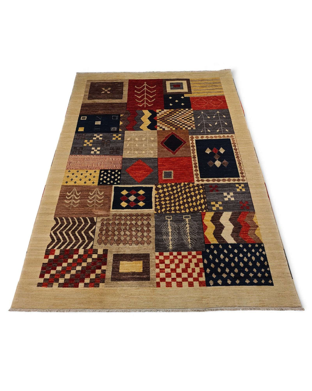 Multicolour patchwork Ghazni rug 172×238cm, Afghanistan craftsmanship