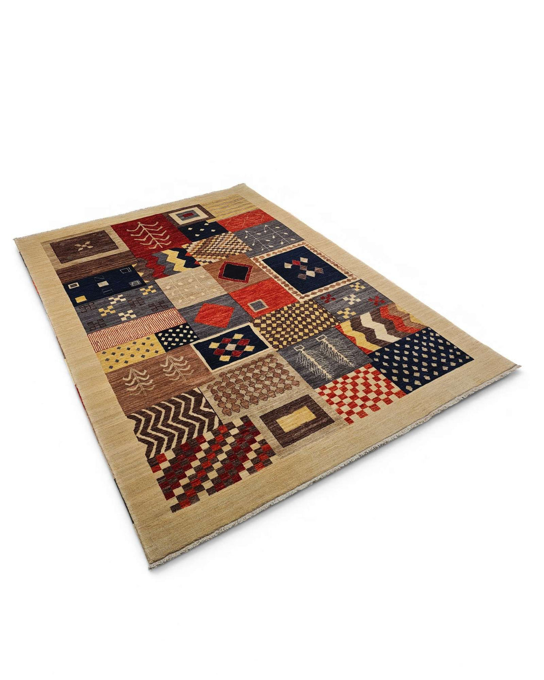 Multicolour patchwork rug for a living room, 3 tatami