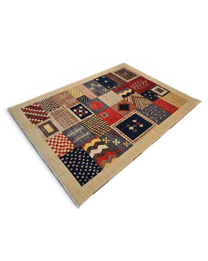 One-of-a-kind multicolour patchwork Ghazni rug