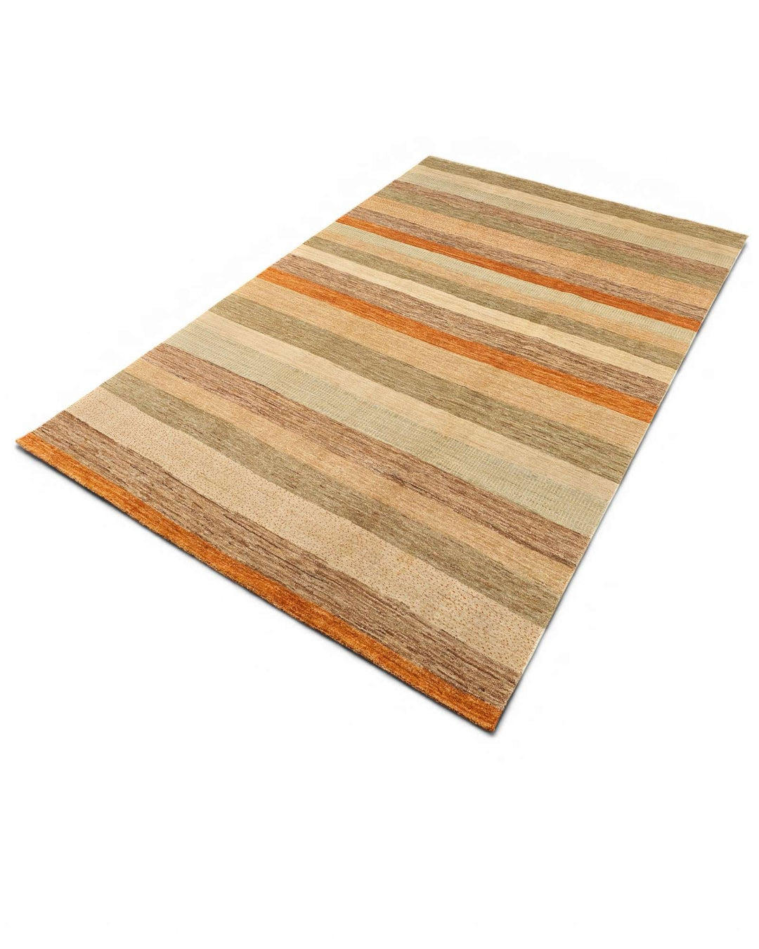 Hand-knotted Ghazni rug with multicolour stripe bands