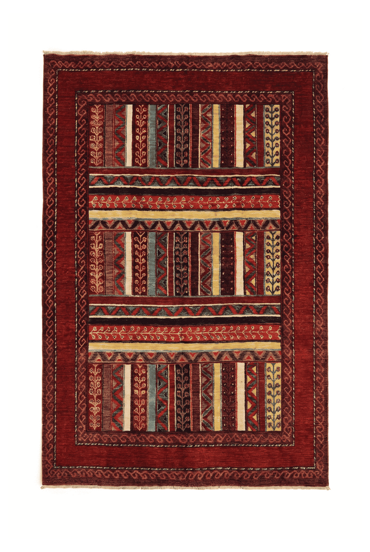 Multicolour tribal stripe Ghazni rug, 169×234cm, 2 tatami