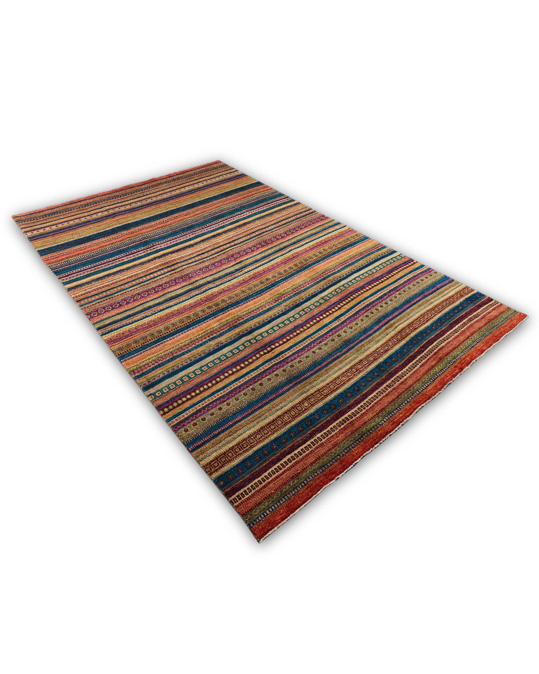 One-of-a-kind multicolour tribal stripe Ghazni rug