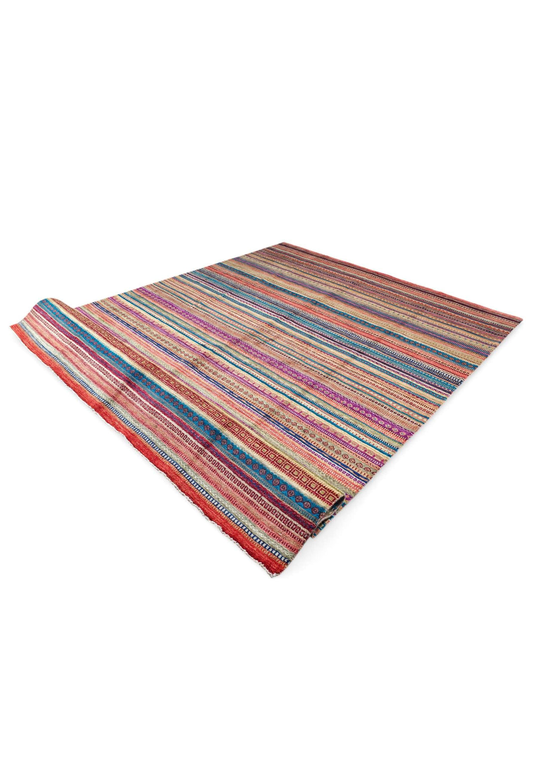 Multicolour banded Khorjin rug for an extra large room, 6 tatami