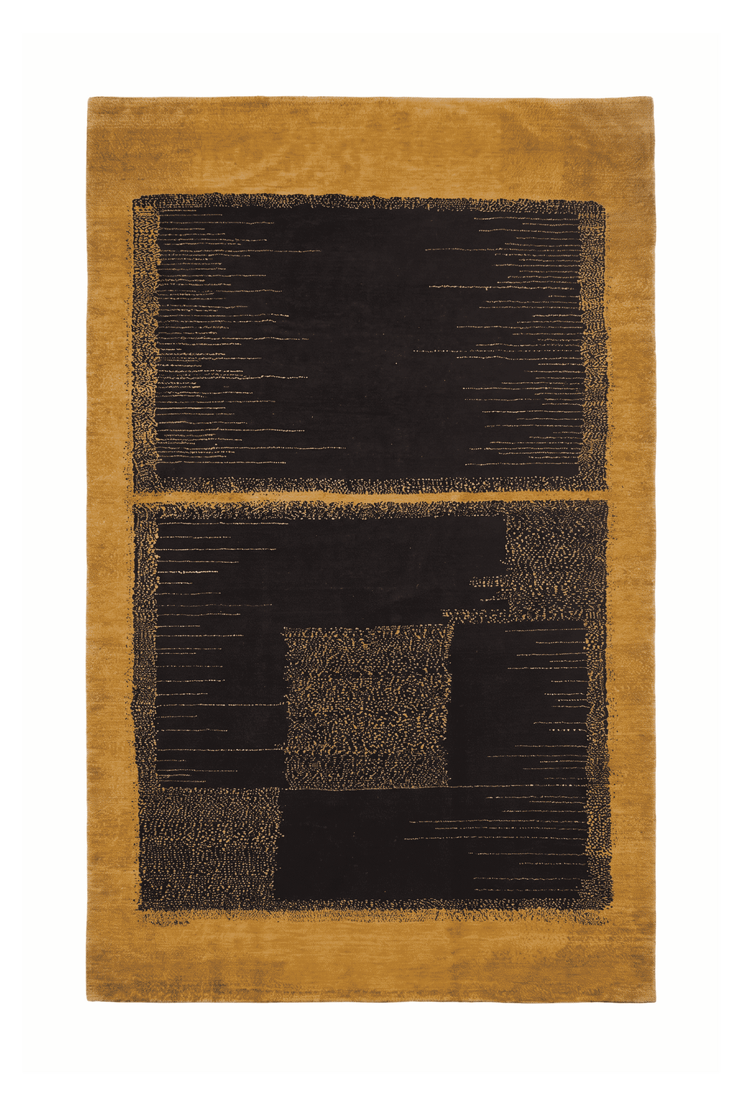 Gold and black abstract Ghazni rug, 186×274cm, modern design