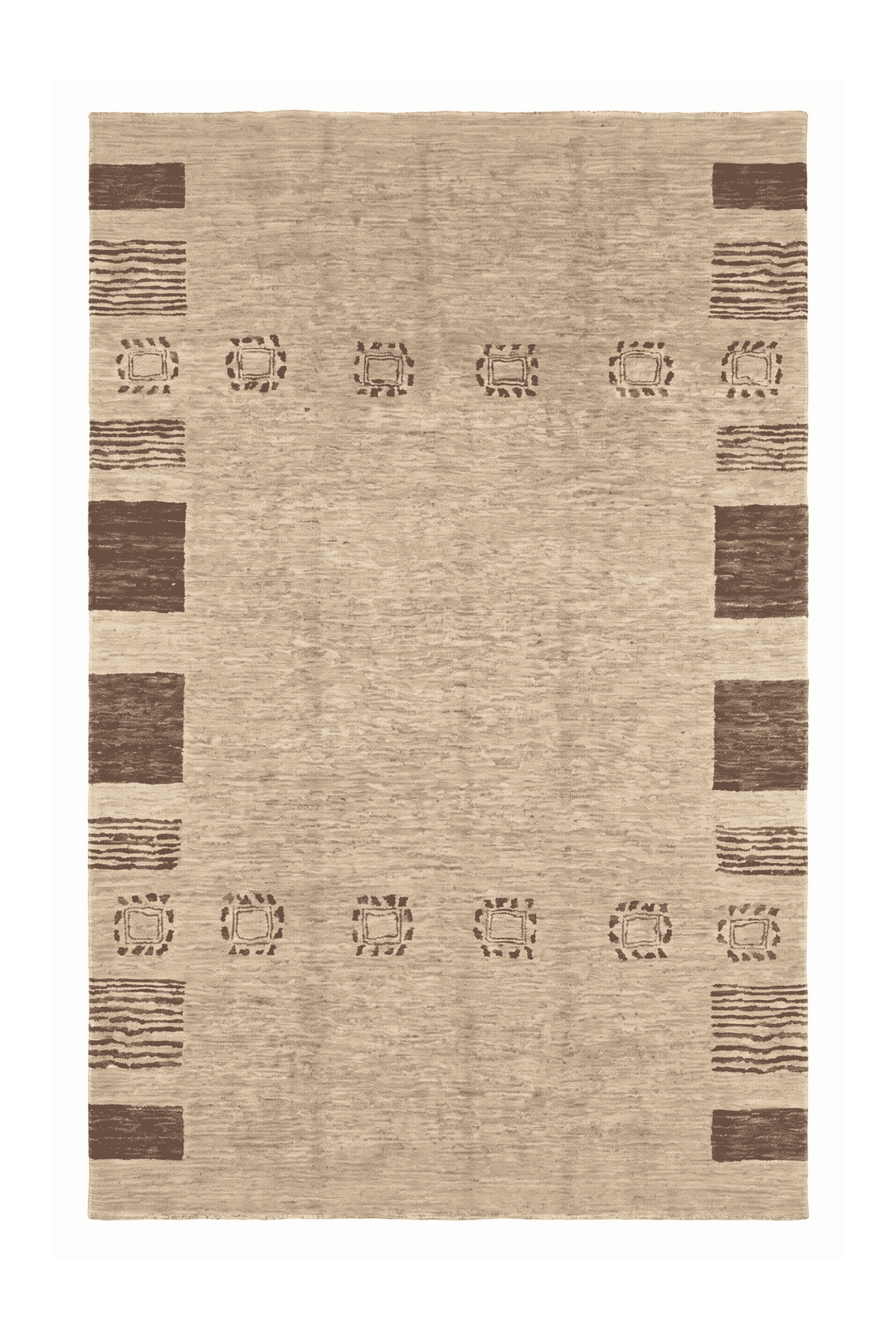Natural beige tribal border Ghazni rug, 197×262cm, 3 tatami