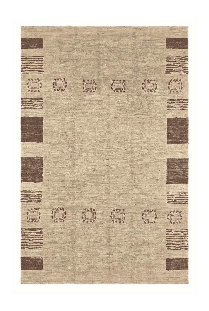 Natural beige tribal border Ghazni rug, 197×262cm, 3 tatami