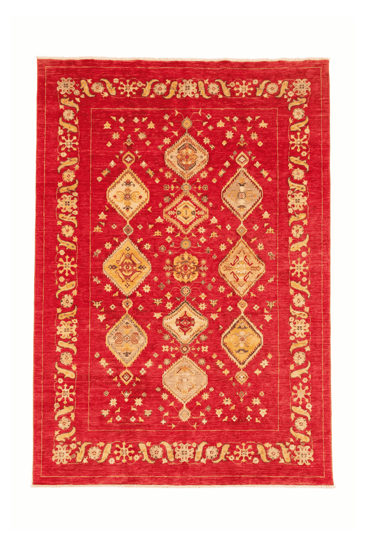 Red and gold medallion Ghazni rug, 173×230cm, about 2 tatami