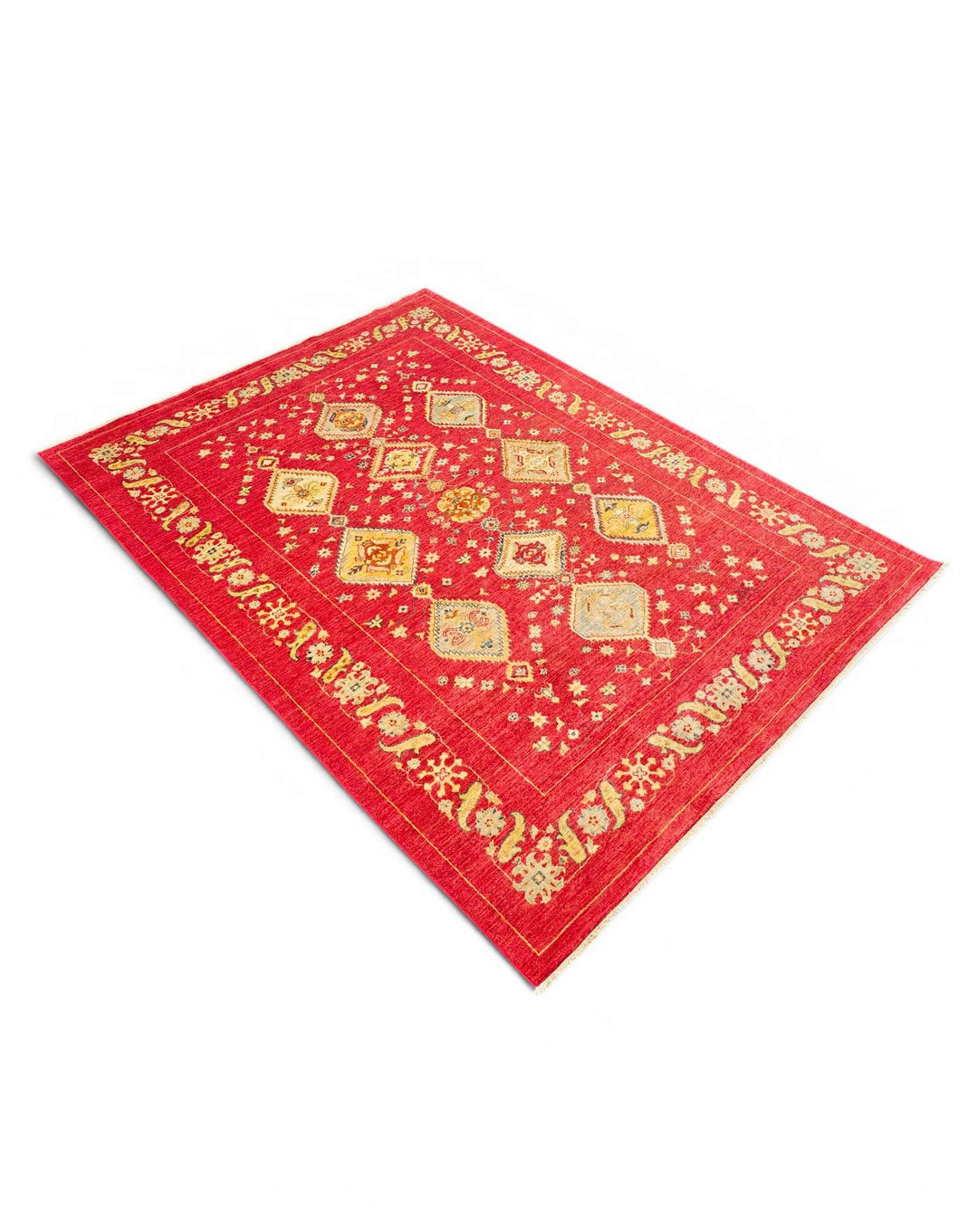 Red and gold medallion rug for a bedroom, 2 tatami