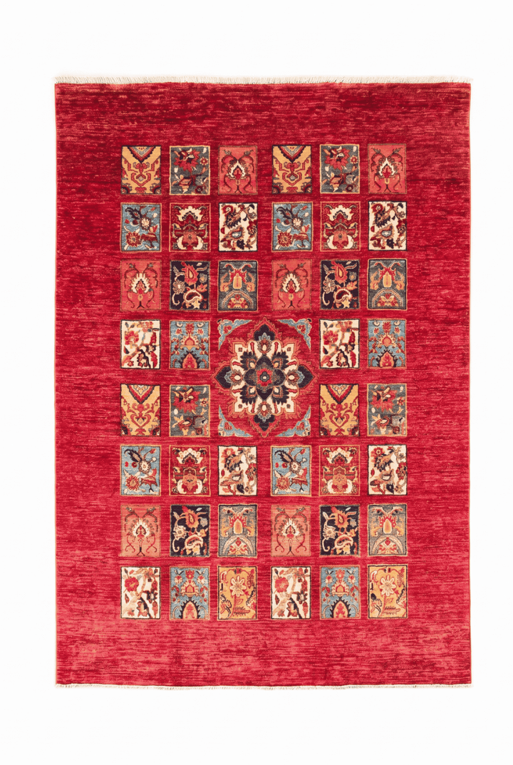 Red garden panel Ghazni rug, 170×229cm, about 2 tatami