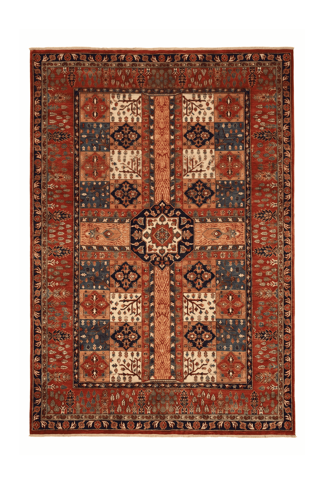 Red Bakhtiari garden panel Ghazni rug, 201×298cm, 4.5 tatami