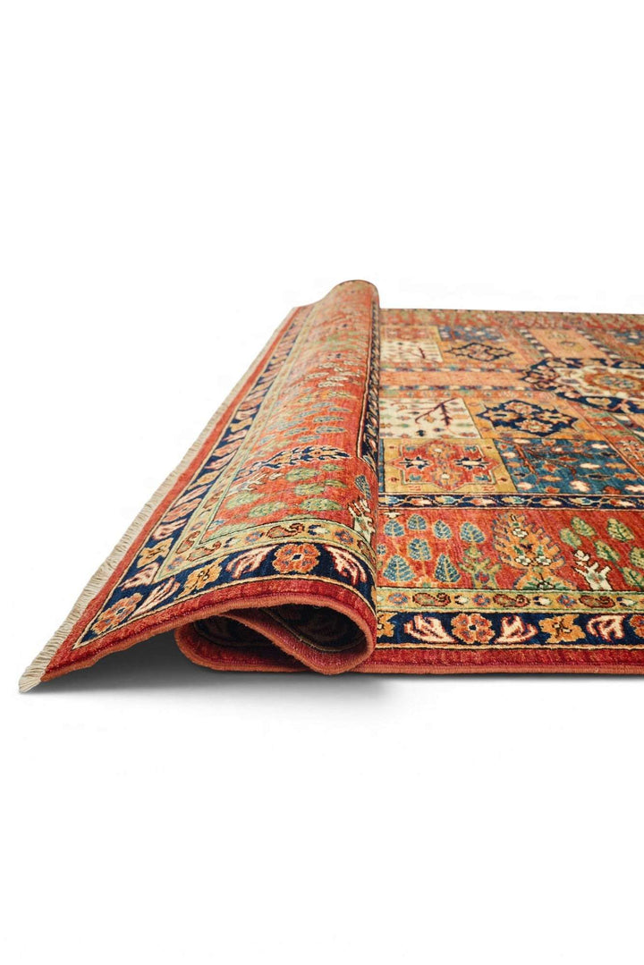 Red Bakhtiari garden panel Ghazni wool rug, hand-knotted