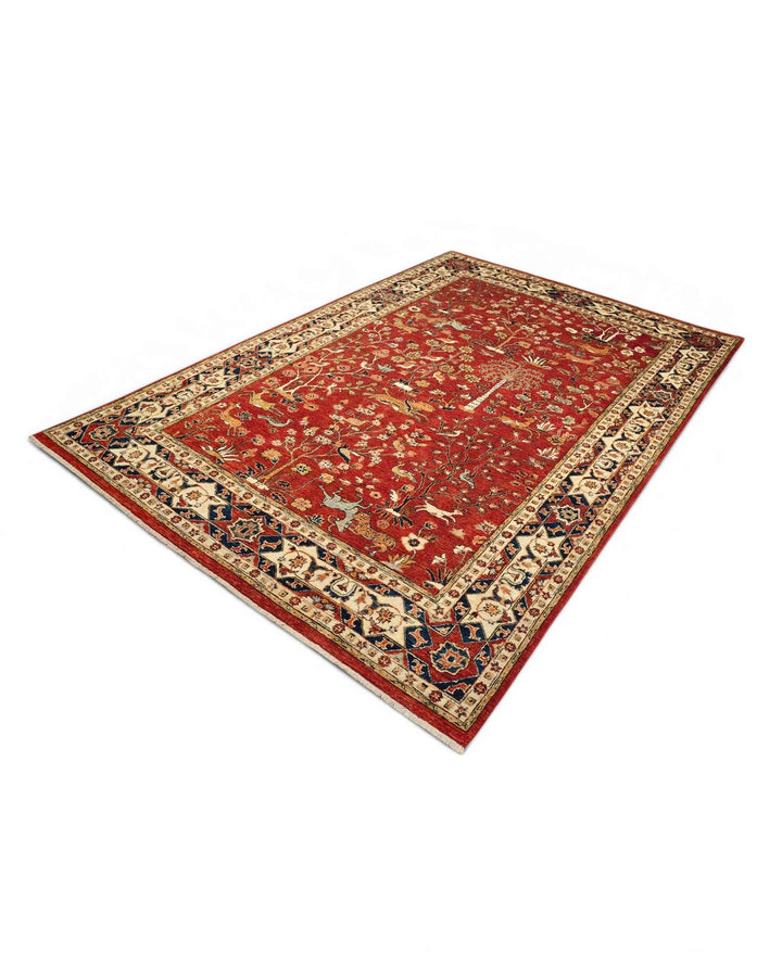 Red Shikargah hunting rug for a living room, 3 tatami