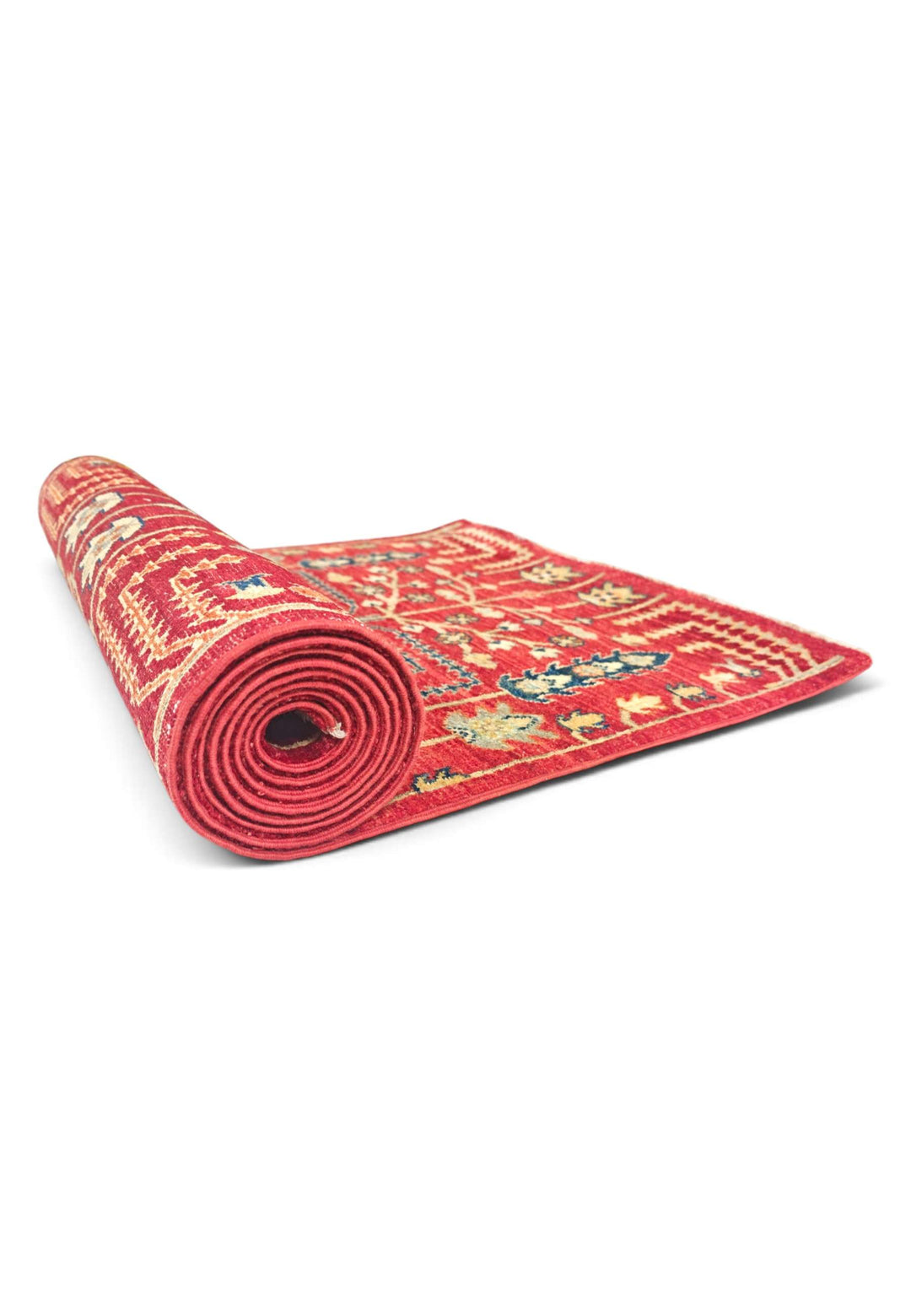 Corner of red willow tree Ghazni hand-knotted runner